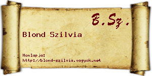 Blond Szilvia névjegykártya